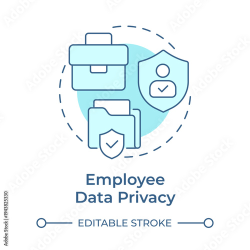 Employee data privacy soft blue concept icon. Risk mitigation, legal compliance. Access control. Round shape line illustration. Abstract idea. Graphic design. Easy to use in presentation, article