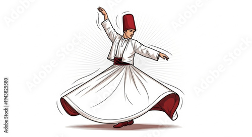 Traditional Whirling Dervish Performing Sufi Dance.
