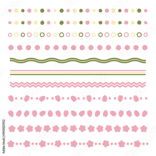 桜と春の和風ライン・罫線素材セット