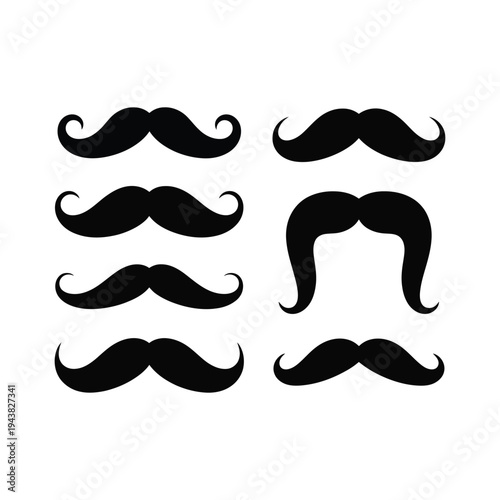 Set of black mustache icons vector illustration on white background element