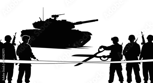 Soldiers Cut Ribbon Before Tank: Military Ceremony Symbolizing Power and New Beginnings