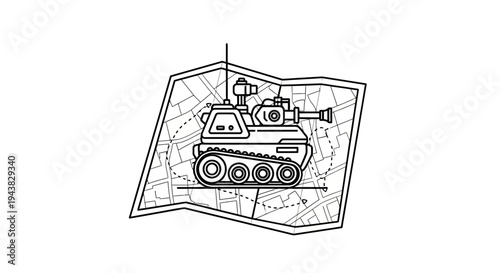 Stylized Tank on Map Icon