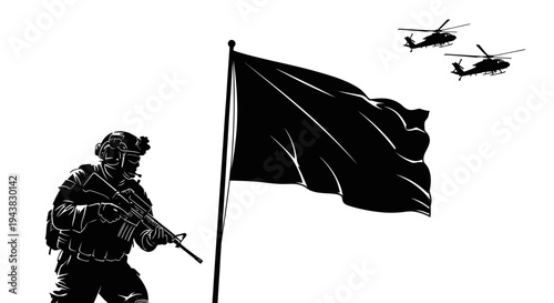 Soldier, Black Flag, Helicopters: Military Operation, Combat, War, Power, Freedom