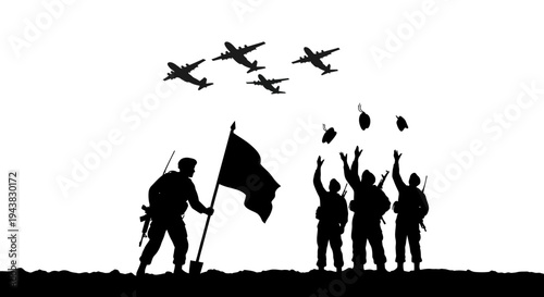 Soldiers Celebrate Victory with Grenades and Airplanes