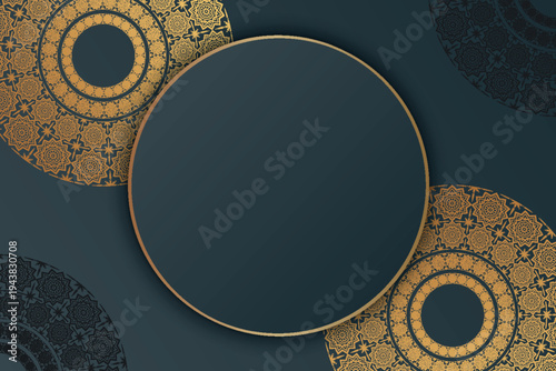 Dark abstract background with luxurious golden circular Islamic ornament decoration. Modern premium design. Elegant creative design concept for card, invitation, greeting, award, and certificate.