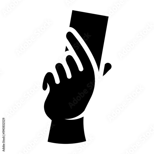 referee hand holding penalty card glyph icon