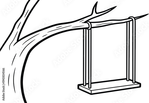 A tree branch leaning on a simple rectangular frame