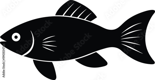 peacock gudgeon silhouette vector art illustration, black and white design