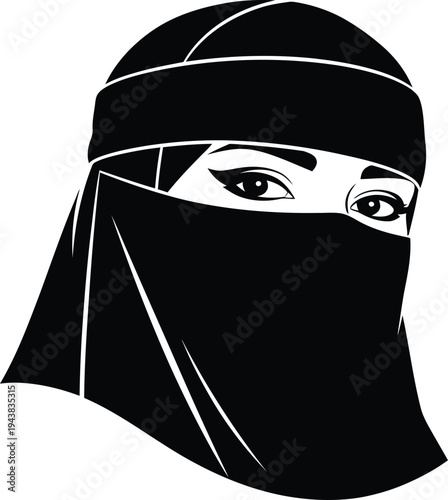 A woman wearing a traditional niqab or burqa head covering