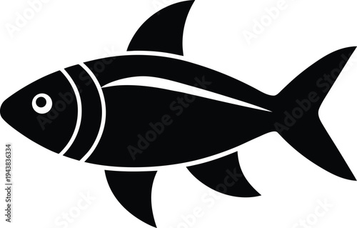 pilot fish silhouette vector art illustration, black and white design