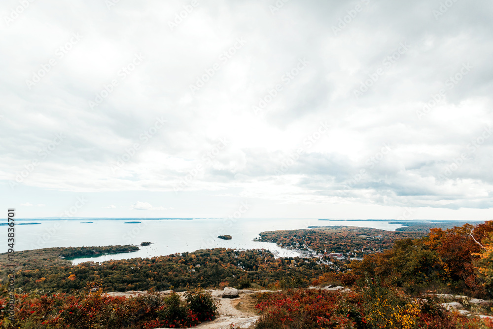 Obraz premium Panoramic View of Camden and Penobscot Bay from Mount Battie