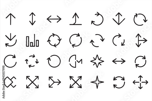 Arrows And Interface Navigation Vector Icons With Direction Rotation Sync And Transfer Symbols