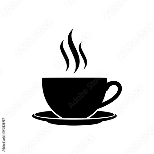 A steaming cup of coffee placed on a small saucer