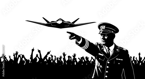 Military Commander Directs Stealth Jet Over Cheering Crowd
