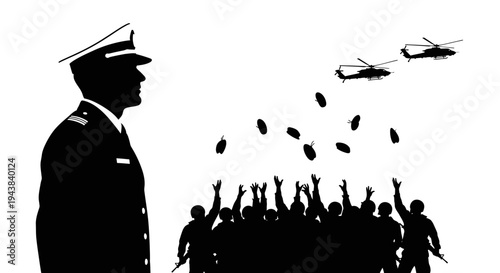 Military Helicopter Drops Grenades on Crowd, Officer Watches