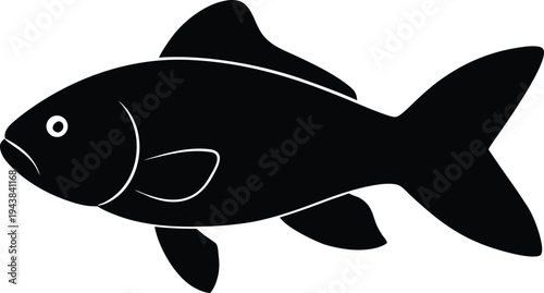 ranchu goldfish silhouette vector art illustration, black and white design