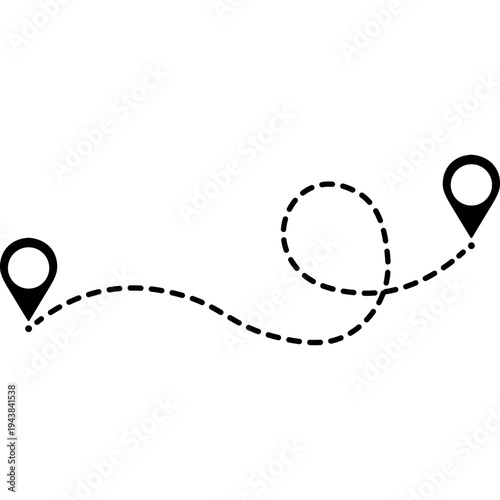 Navigational Journey: A visual representation of a dotted line path, guiding the way from one destination point to another. The image showcases the concept of travel and guidance.