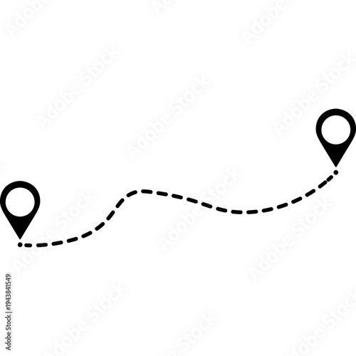 Route Mapping: A visual guide depicting the journey between two destinations, showcasing a conceptual representation of travel, direction, and the process of reaching a location.