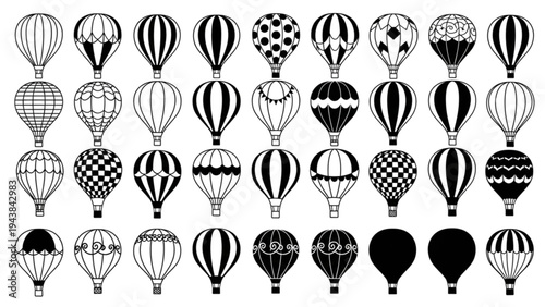 A collection of various hot air balloons are flying in the sky.