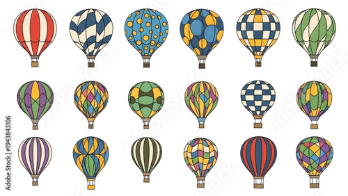 Vibrant hot air balloons float gently in the sky on a sunny day.