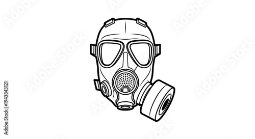Gas Mask Line Art Illustration