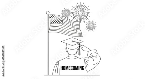 Graduation Homecoming Salute American Flag Fireworks