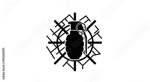 Grenade Target Icon: Military Weapon Symbol, Danger, Warfare, Aim, Attack, Strategy