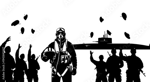 Military Pilot Returns Home to Welcoming Troops and Submarine