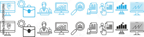 Business and technology icons set