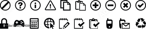 Basic Interface Icons Set Black UI Symbols Collection Isolated on Transparent Background PNG