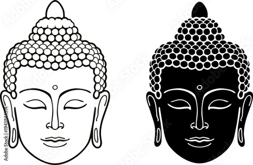 Gautama Buddha Head Spiritual Zen Vector Illustration