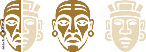 Ancient Mayan Aztec Tribal Face Mask Vector