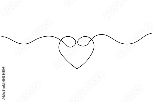 Love shape continuous one line drawing minimalist style isolate outline vector illustration