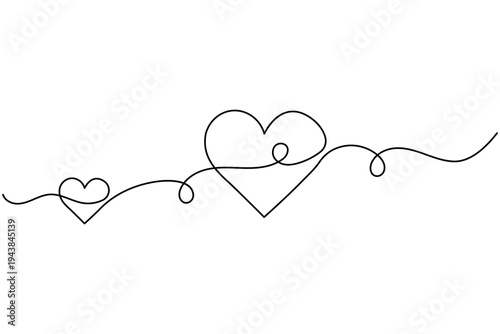 Love shape continuous one line drawing minimalist style isolate outline vector illustration