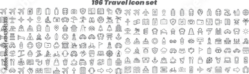 Set of 196 travel icons vector