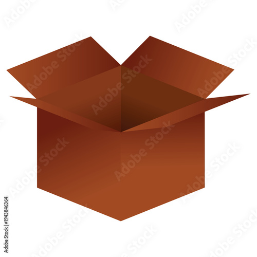 Open cardboard box isometric illustration for storage and shipping delivery logistics moving service parcel package icon