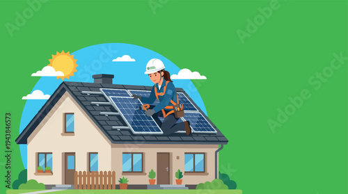 Simple Flat Illustration of a Residential House Exterior