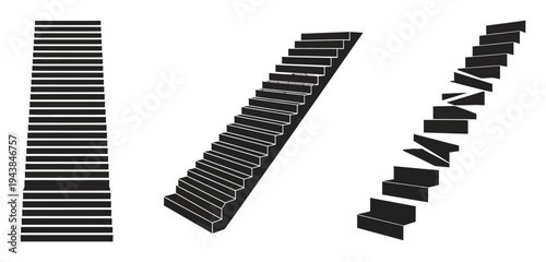 Staircase Vector Illustrations in Different Perspectives