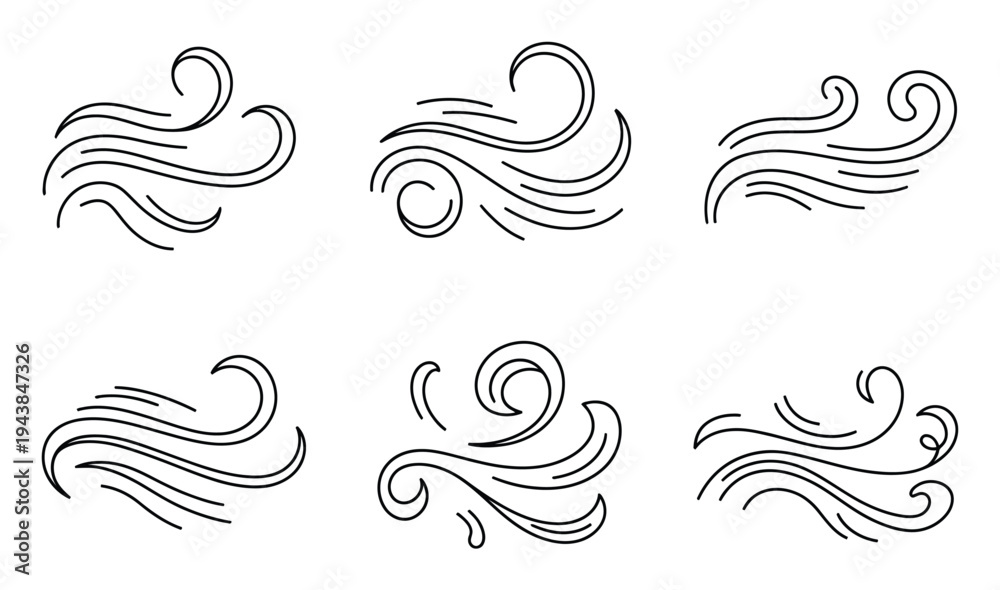 Fototapeta premium Swirling Wind Line Art Vector Illustration
