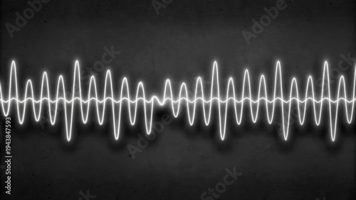 Vibrant neon audio waveform glowing in blue purple concept. Abstract sound wave illustration on a dark background.