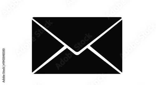 Simple black envelope icon with a white angled design