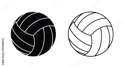 Two volleyballs in contrasting black and white a simple graphic depiction