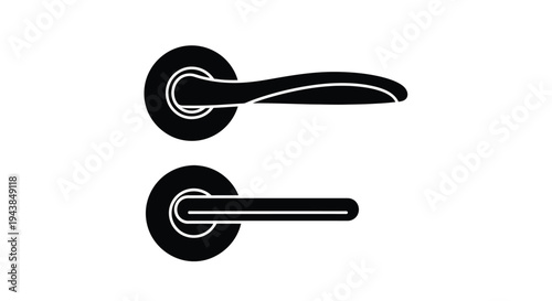 Black and white illustration of two different door handle designs