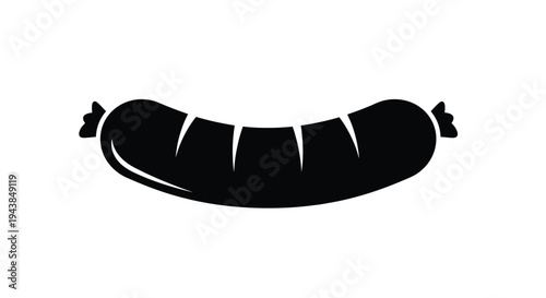 A simple black silhouette of a traditional segmented sausage