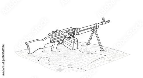 Machine Gun on Map: Military Strategy, Combat Planning, and Warfare Concept