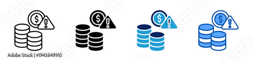 financial risk icon set multiple style collection
