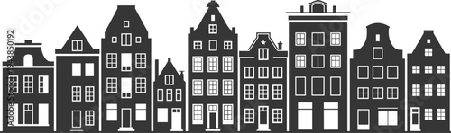 Residential house silhouettes set, modern suburban homes vector icon collection, family housing architecture illustration isolated design