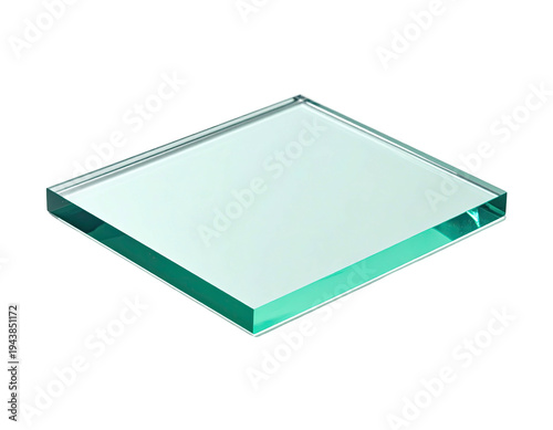 Isolated, transparent square of glass with beveled edges, on black