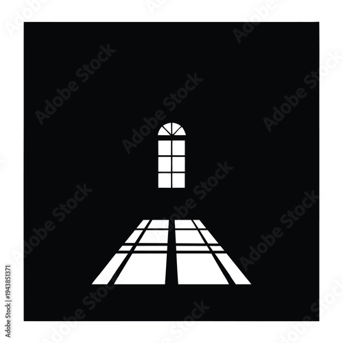 Dimly lit library with bookshelves Vector, Silhouette, Illustration