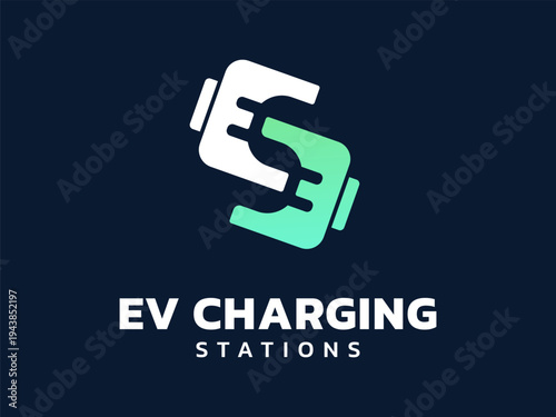 Electric vehicle(EV) charging with battery storage Elements Forming Letter S Shapes vector illustration logo design concept, representing renewable energy, ev car, UI, clean energy, innovation, websit